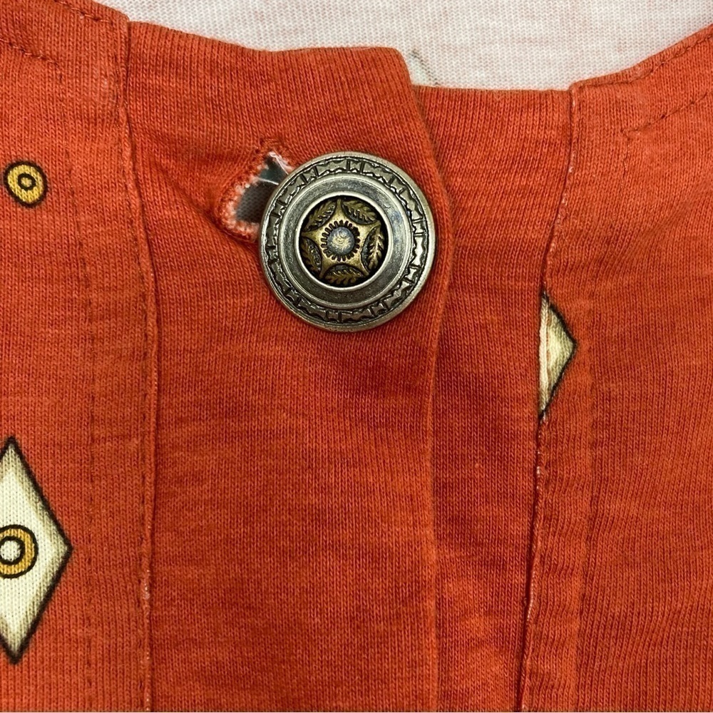 Vintage 90s Button Down Shirt Rust Color Southwest Print Shacket Metal Buttons M - Picture 7 of 14